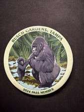 New Busch Gardens Tampa 2024 Pass Member Gorilla Button Pin picture