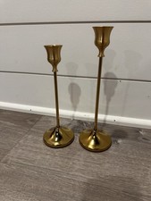 Set Of 2 Gold Toned Candlesticks picture