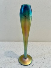 Steven Maslach Handblown Art Glass Vase Cobalt Blue Aurene - Signed & Dated 1981 picture