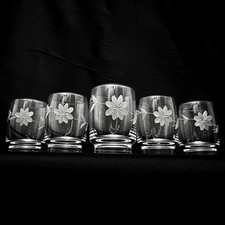 SET of 5 Kristall Mundgeblasen Lausitzer Glas RARE Crystal Glasses Made in GDR  picture