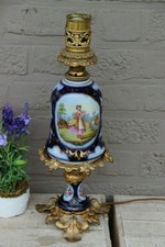 antique french bayeux porcelain vase Lamp floral lady portrait 1900 picture