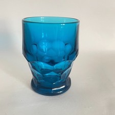 Peacock Blue/Teal Viking Glass Georgian Tumbler picture