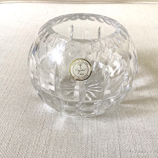 VTG 24% Lead Crystal Clear Rose Bowl Vase Made In Poland 4”H x5”W-Mid Century picture