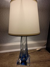 1950s Antique VAL.ST. LAMBERT Blue & Clear Table Lamp, Shade not included picture