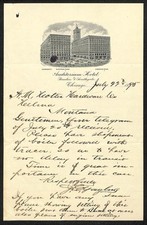 Auditorium Hotel 1895 ALS Stationary Letterhead Scarce - A.M Holter Hardware picture
