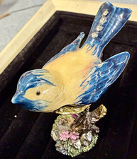 Blue Yellow Metal Bird trinket box picture