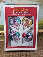 VTG Bradford Novelty Co Handcrafted Glass Ornament Set Of 4 In Box picture