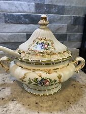 Large Hand Painted Soup Tureen Made In Italy * Has Chip See All Photos picture