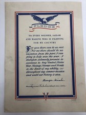 US Government Military Stamps & Bonds Pledge 1942 Signed picture
