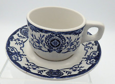 Duraline Hotel Ware Blue and White Coffee Cup and Saucer England Restaurant Ware picture