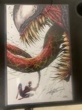 Venom Swinging Spiderman print 11x17 Signed by Tyler Kirkham COA picture