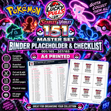 Pokémon S&V 151 Master Set Binder Placeholder & Checklist - A4 Printed picture