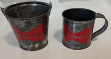 Vintage 1970s Budweiser Beer Metal Mini Ice Buckets Mancave Barware Advertising picture