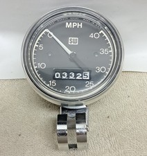 Stewart Warner 40MPH bicycle speedometer head only, black, chrome bracket, works picture