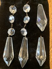 Vintage Crystal Glass Chandelier Lamp Parts  Icicles Prisms Pendants picture