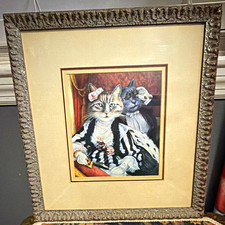 Vintage Framed Susan Herbert Cat Art Print 