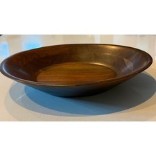 Vintage Vermillion Walnut Wood Shallow Bowl MCM Serving Dish Springfield MO 12