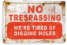 TIN SIGN No Trespassing Rustic Kitchen Cottage Cabin Farm Lake Beach House C033 picture