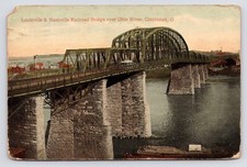 Cincinnati OH Louisville and Nashville Railroad Bridge Ohio River Postcard c1907 picture