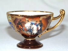 Striking Antique Porcelain DEMITASSE CUP Napoleon Bonaparte Horse, FSC Bohemia picture