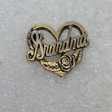 Vintage Heart Grandma Gold Toned Lapel Pin Clutch Back picture