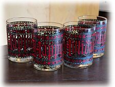 Houze Happy Holiday Set of 4 Vintage Drink Glasses Poinsettia Christmas in July picture