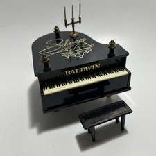 VTG Baldwin Liberace Miniature Musical Wind Up Piano Music Box Candelabra Stool picture
