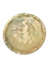 Vintage Incolay Stone Trinket Dish Woman Watering Flowers Cameo USA 4.5” picture