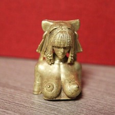 Solid Brass Egyptian Queen Statue Miniature Version Naked Body Art Decorations picture