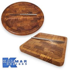 Kalmar MCM Staved Teak Cheese & Charcuterie Tray Platter W/ Knife Danish Modern picture