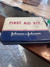 Vintage 1950s Johnson & Johnson No 16 First Aid Kit Tin With Original Unopened  picture