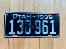 1939 Utah License Plate picture