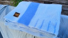 Vintage Early's Witney 4 Point Wool Blanket Light Blue Made in England ~91