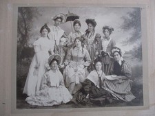 Antique Cabinet Card 9 Pretty Victorian Fashion Ladies Dresses Hats Umbrella picture