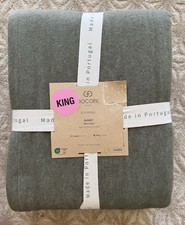 NWT Docofil Portugal 100% Felted Cotton Blanket King Olive Green Cashmere Soft picture