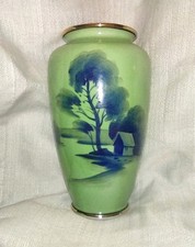 Antique Chikaramachi,hand painted,Vase,Made in Japan 7.5” 1928-38,Pastel Green picture