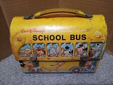 Vintage WALT DISNEY SCHOOL BUS metal lunch box--1968 Aladdin picture