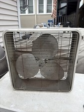 1950s Berns Air King VTG Metal Box Fan King  2 Speed 22x22x7in Works Portable picture