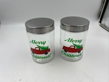 Glass 4.5x7in Merry Christmas Canister Set of 2 AA02B42007 picture