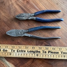 2 FULLER VINTAGE LINEMAN'S PLIERS W/ WIRE CUTTER No 194-8 & No. 194-7 Japan Made picture
