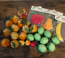 Vintage Faux Fruit Christmas Ornaments Lot Parma AAI Pears Limes Apple Banana picture