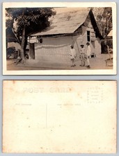 Vintage ARTURA Real Photo Postcard Three Men Building Rural Scene RPPC picture