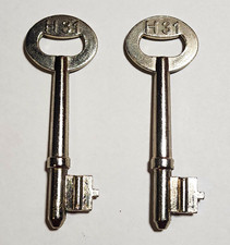 LOT OF 2 ILCO H31 Skeleton Keys - 2x Hollow Barrel Bit, Silver-Tone Plated Metal picture