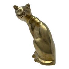 Vintage MCM Brass Cat Figure Statue Sitting 7.5