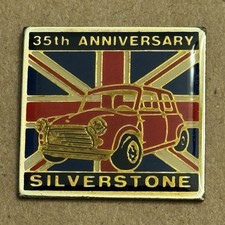 Mini Cooper Silverstone 35th British Union Jack Flag Red Car 1994 Lapel Pin VTG picture
