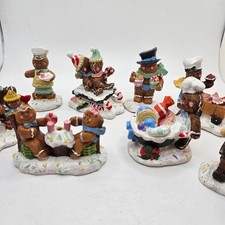 VTG Lot 8 Gingerbread Christmas Village Figurines Candy Bakers Family Miniatures picture