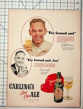 Vintage Carling's Red Cap Ale Ad Jack Kramer Tennis Champion Ephemera picture