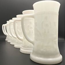 Federal Glass Bi-Centennial Milk Glass Mug Stein Set of 6 Made in USA 6