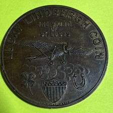1927 Lucky Lindbergh Collectible Token Coin Spirit of St Louis, Rare,Great Shape picture