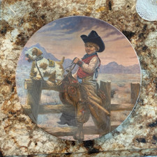 Royal Manor Porcelain Children's Hour 2pc Limited Edition Plates Cowboy Capers picture